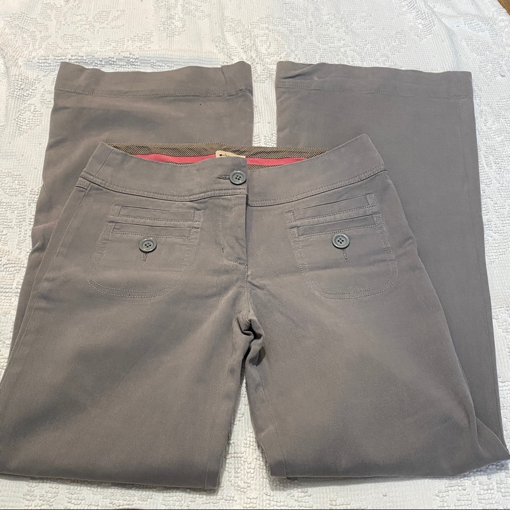 Anthropologie Elevenses Cotton Gray Trouser Workwear Pants Wide Leg